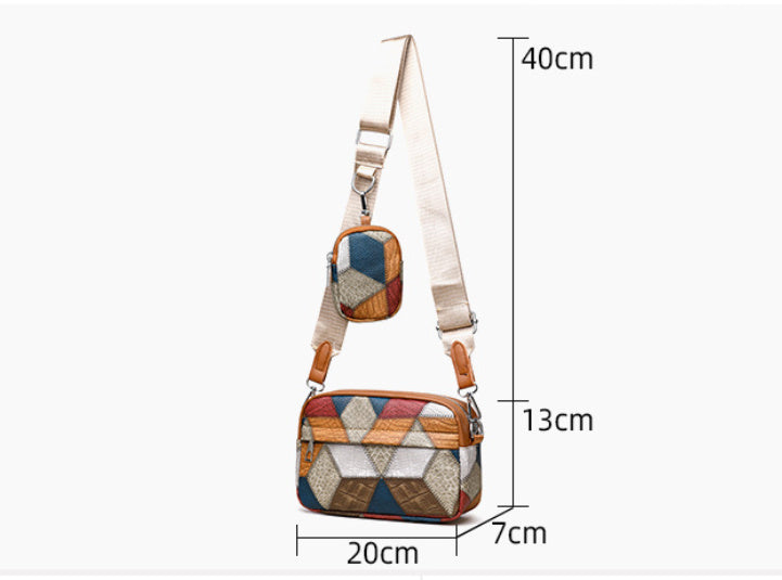 Stitching Contrast Color Small Square Bag